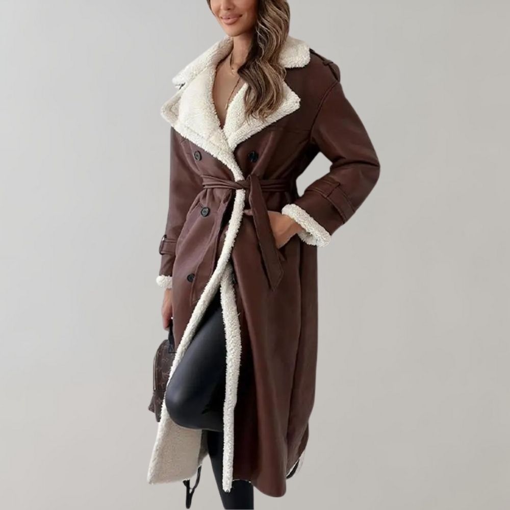 Einreihiger Wintermantel Aus Weichem Leder