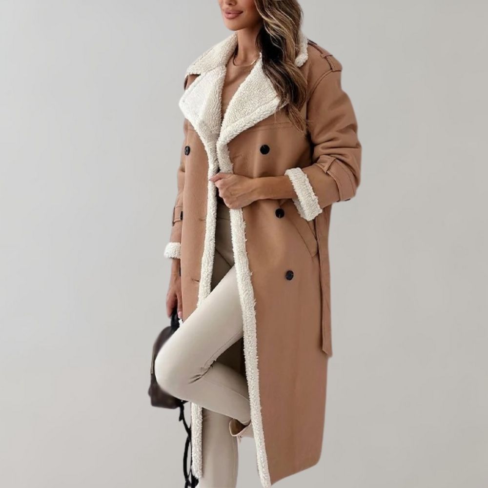 Einreihiger Wintermantel Aus Weichem Leder