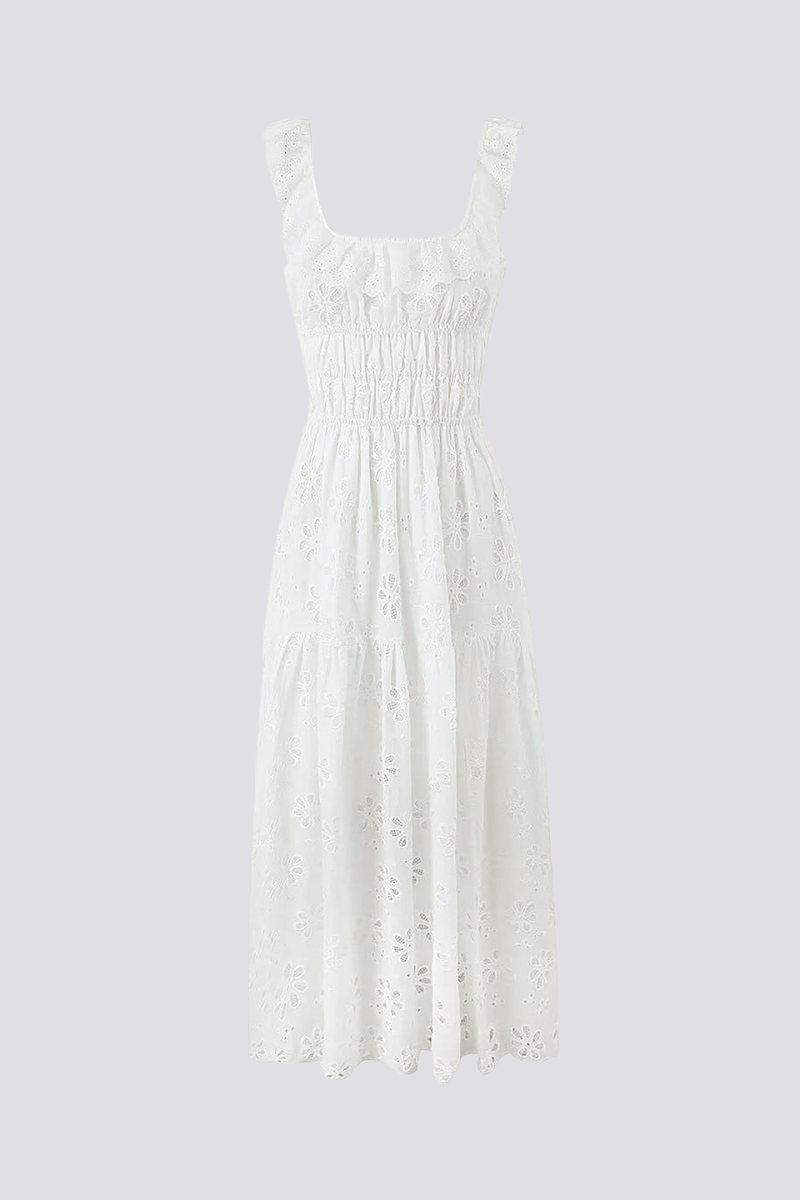 Rückenfreies Maxikleid Mit Schlitz Und Quadratischem Ausschnitt