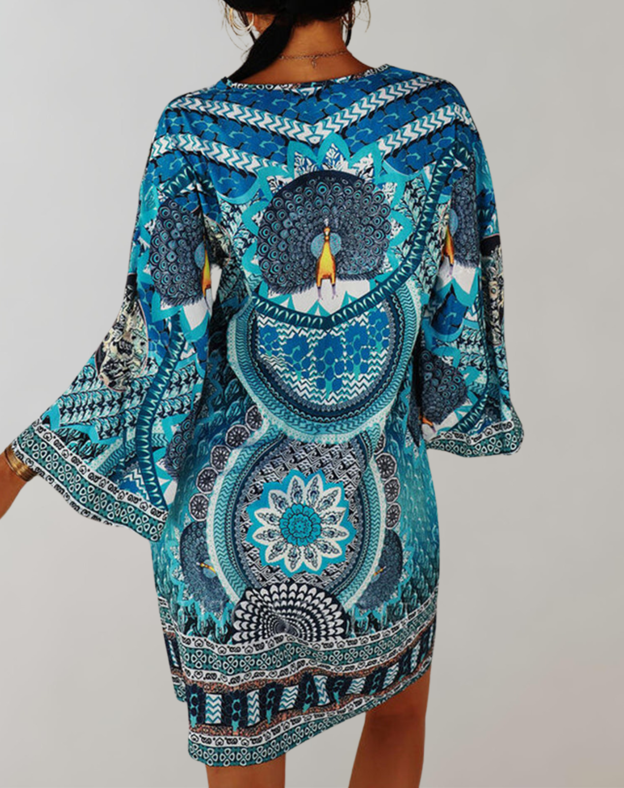 Elegantes Gemustertes Minikleid Mit V-Ausschnitt