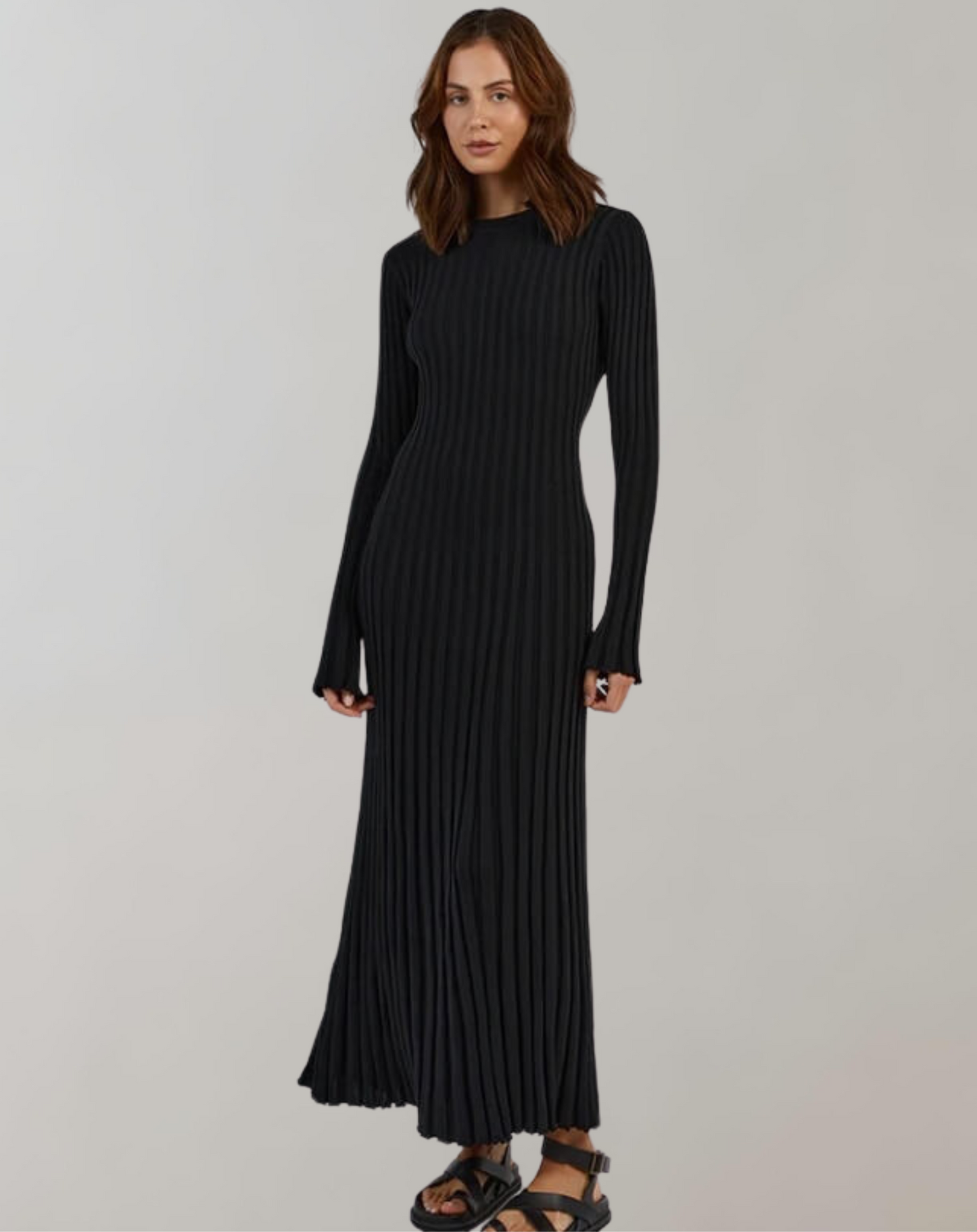 Langärmliges, Gestreiftes Maxikleid