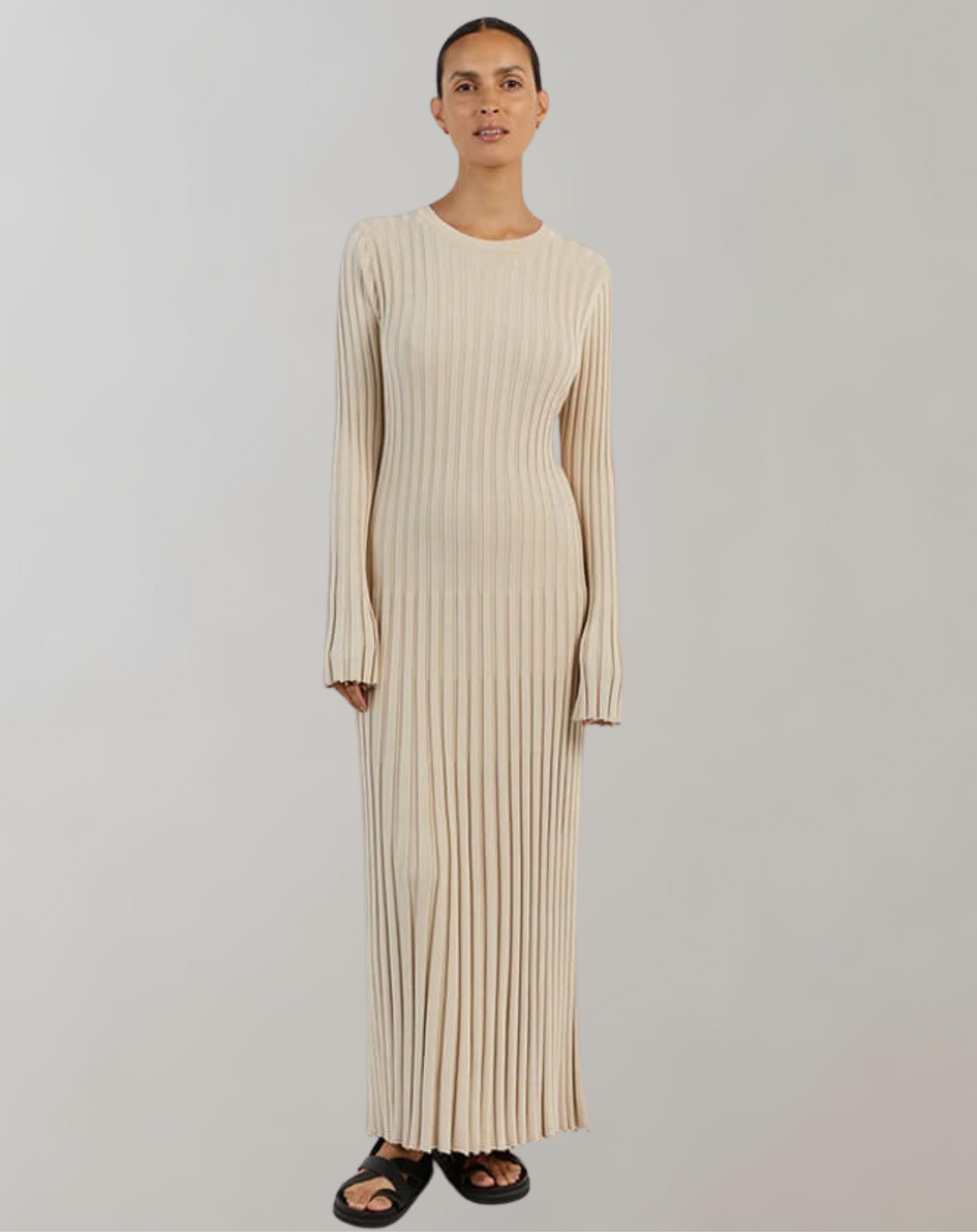 Langärmliges, Gestreiftes Maxikleid