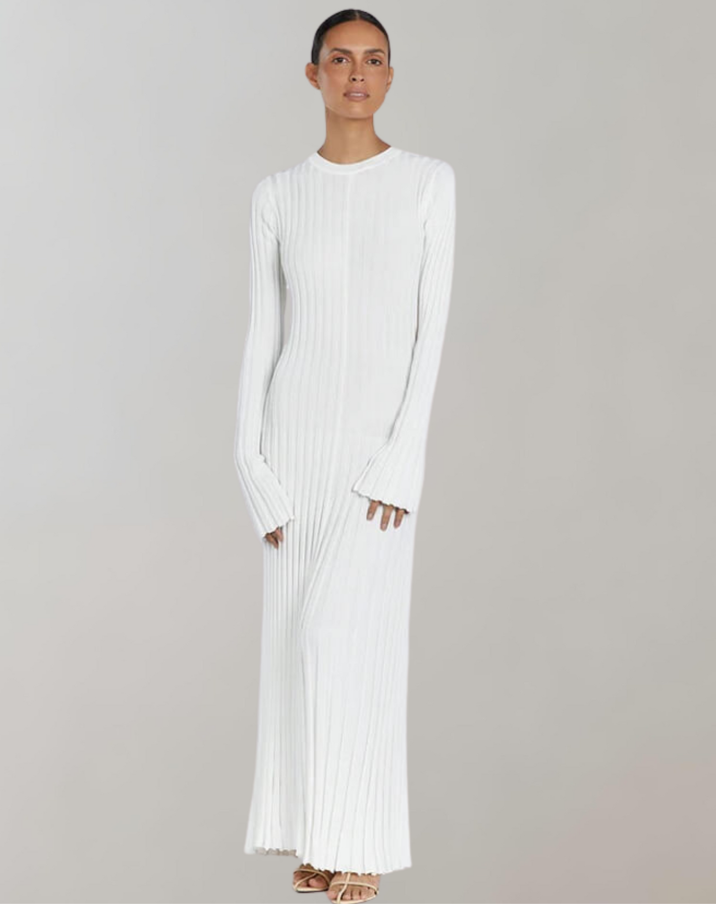 Langärmliges, Gestreiftes Maxikleid
