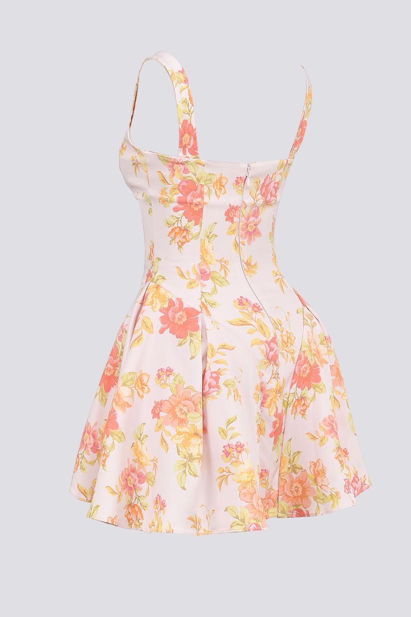 Minikleid Mit Eckigem Ausschnitt Und Blumenmuster