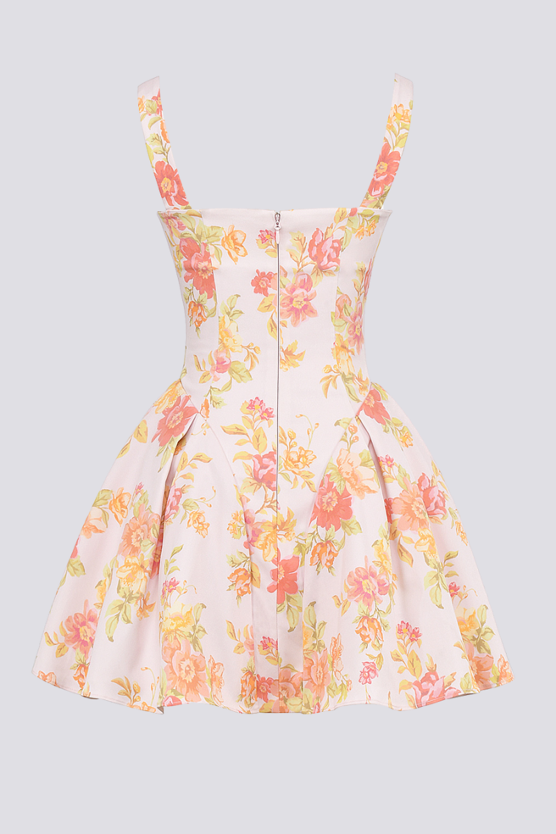 Minikleid Mit Eckigem Ausschnitt Und Blumenmuster