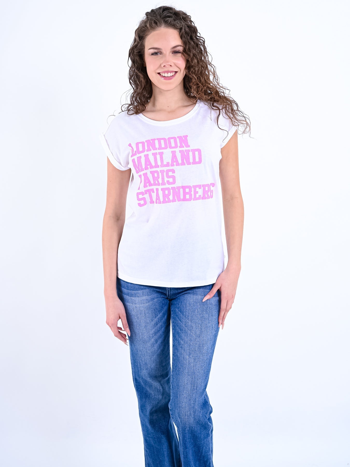 Rosa T-Shirt Mit Textprint