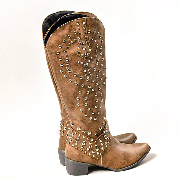 Stiefel Mit Dickem Absatz Und Metalldübeldetail