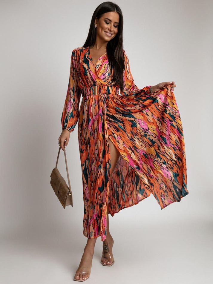 Elegantes Midikleid Mit Tiefem Ausschnitt Und Schlitz