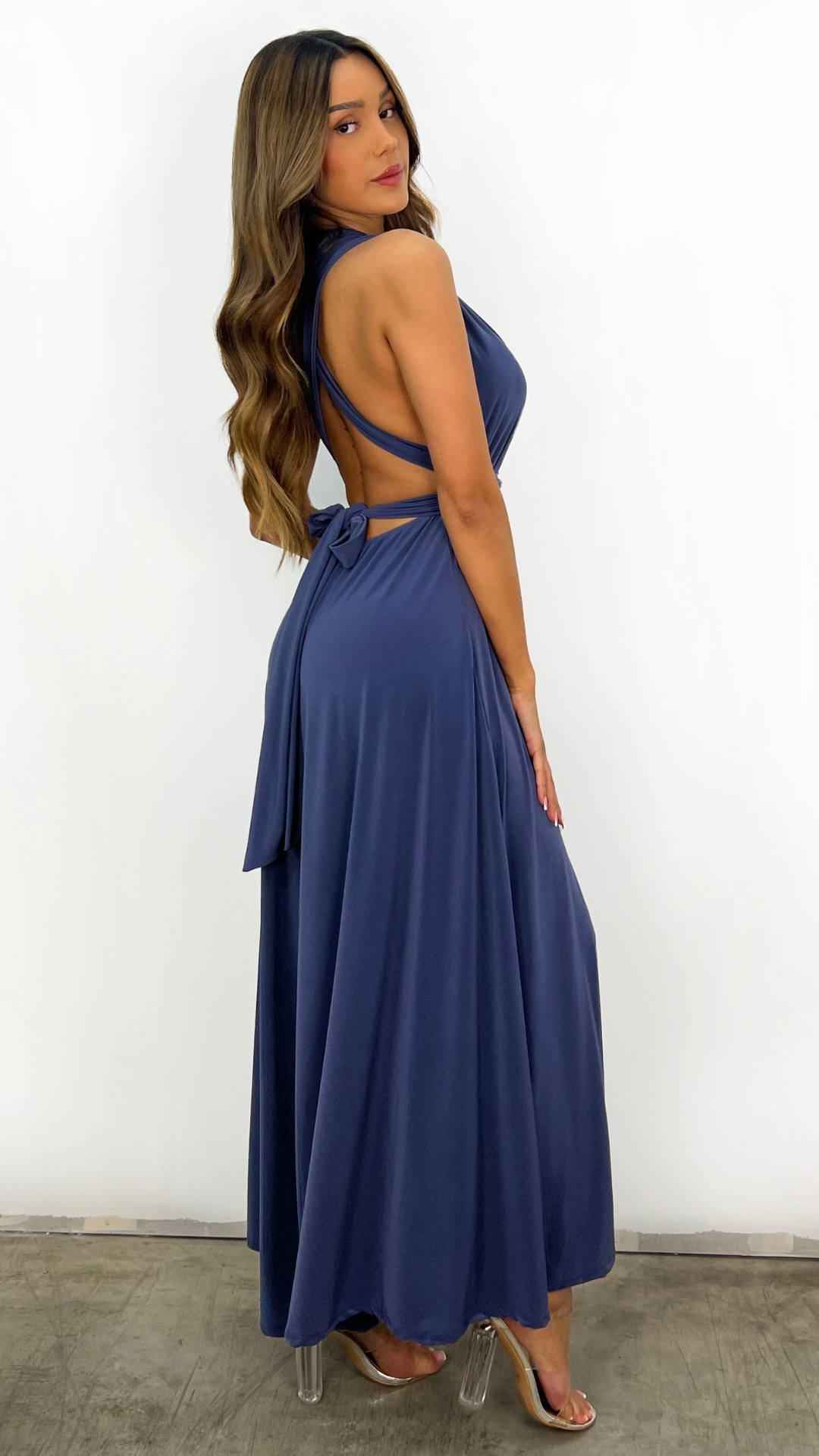 Rückenfreies Maxikleid Mit Plissee-Details