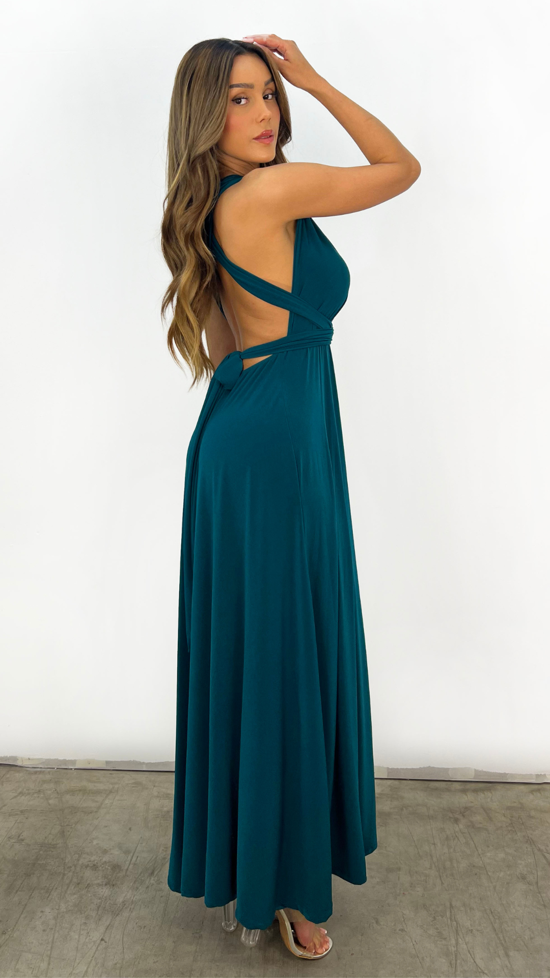 Rückenfreies Maxikleid Mit Plissee-Details