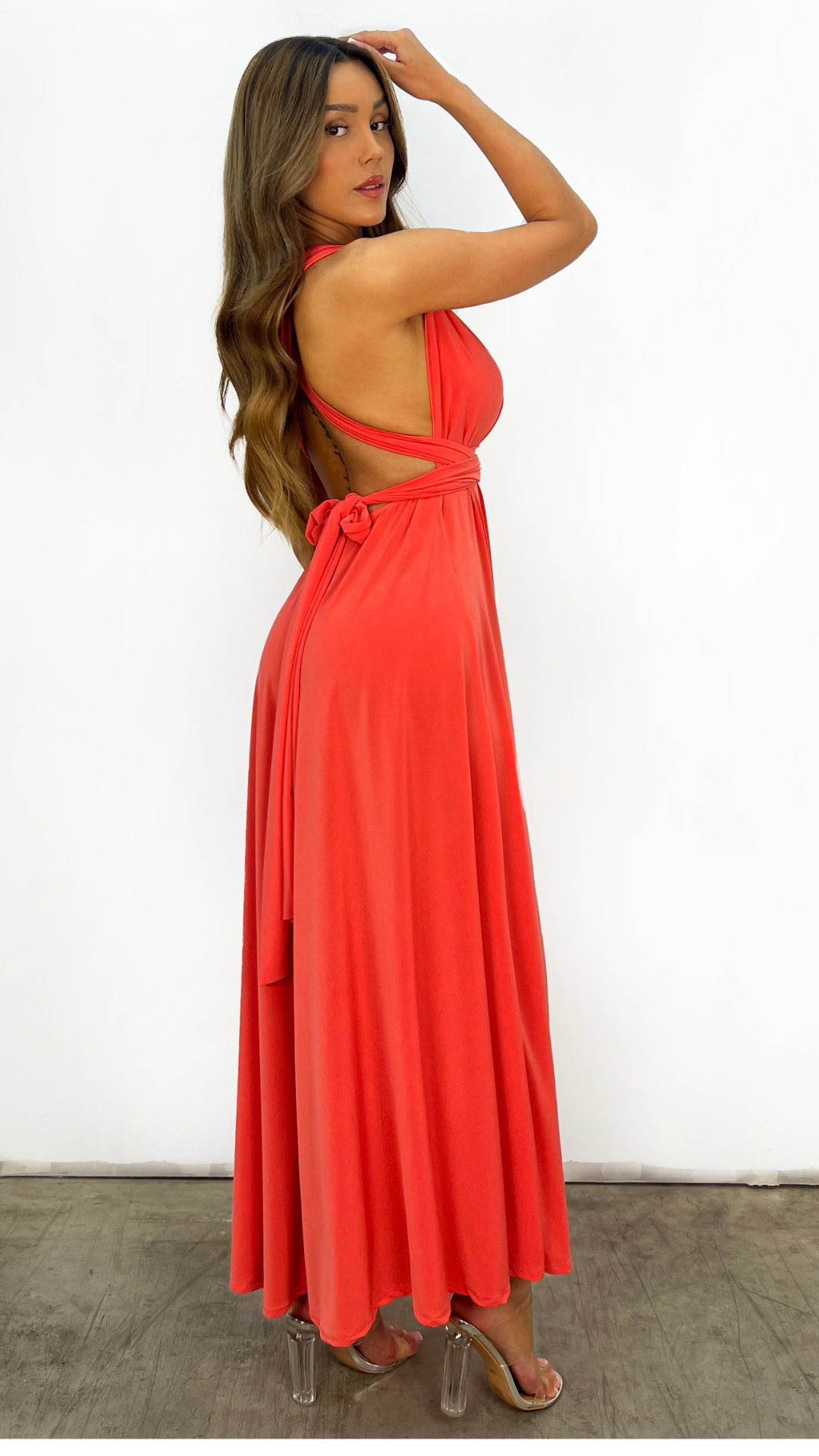 Rückenfreies Maxikleid Mit Plissee-Details