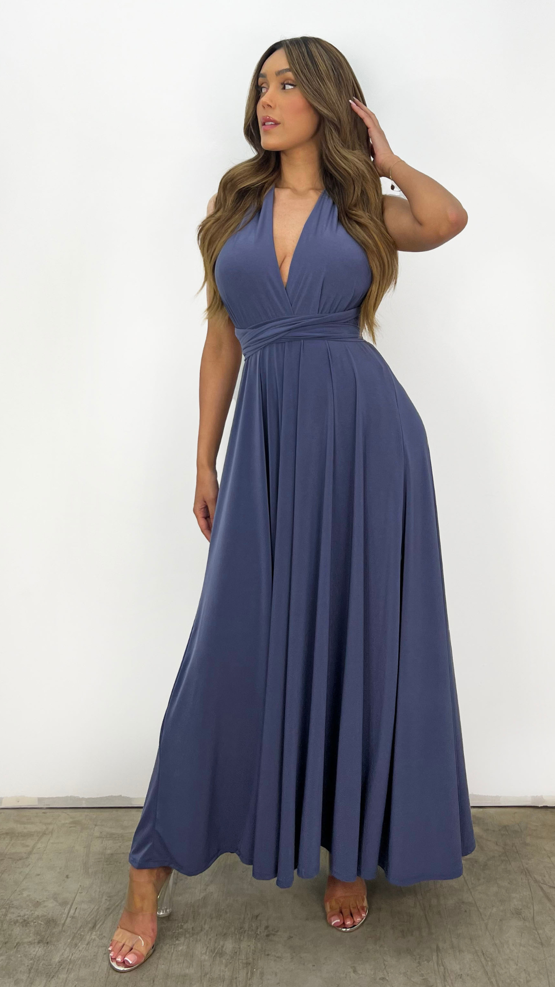 Rückenfreies Maxikleid Mit Plissee-Details