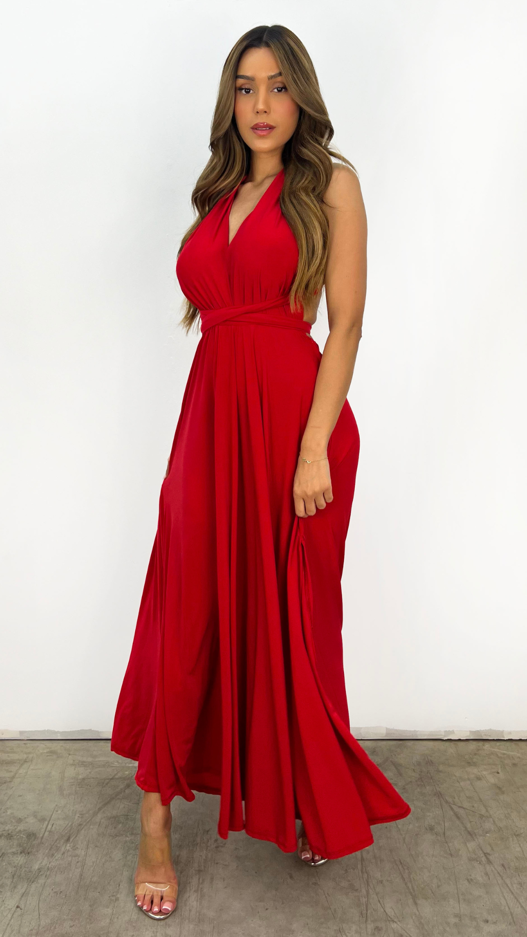 Rückenfreies Maxikleid Mit Plissee-Details