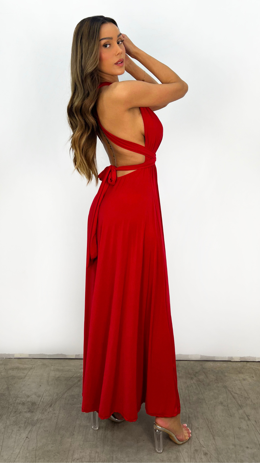 Rückenfreies Maxikleid Mit Plissee-Details