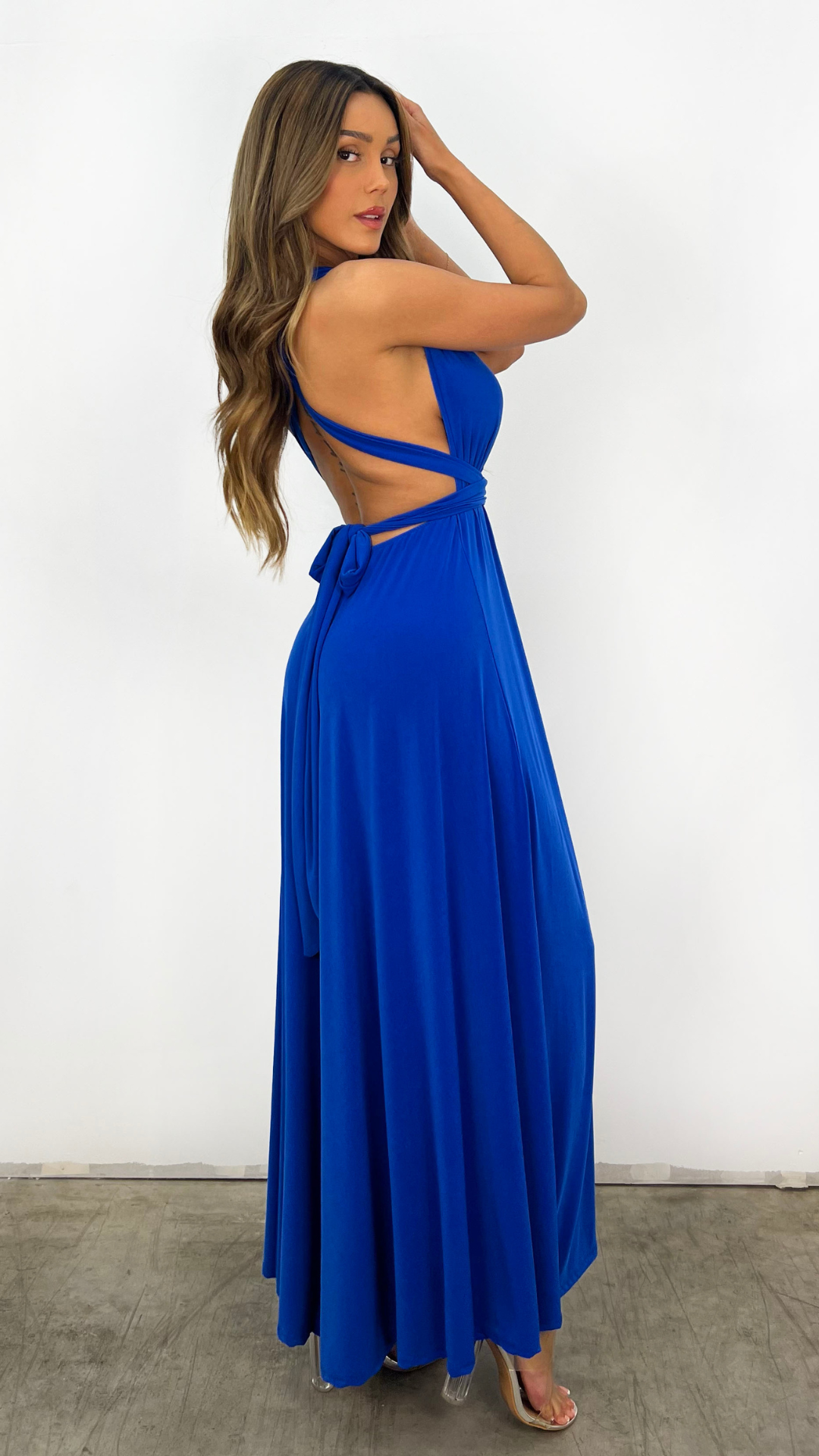 Rückenfreies Maxikleid Mit Plissee-Details