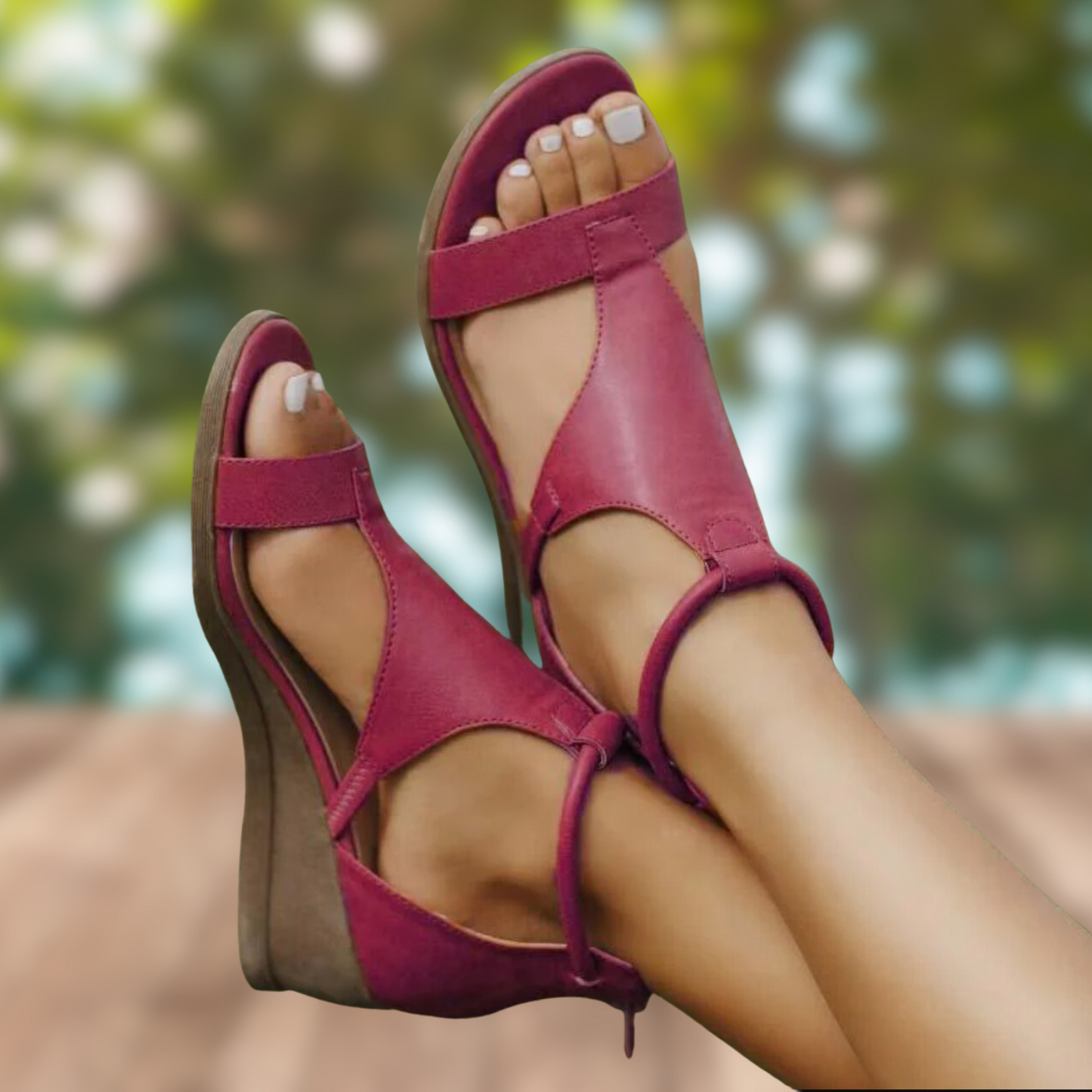 Orthopädische Ledersandalen Mit Absatz Für Damen