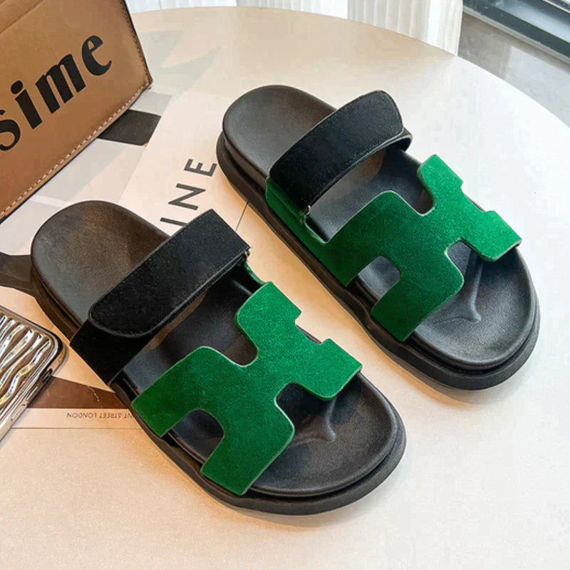 Bequeme Sommer-Hausschuhe İm Römerstil Mit H-Form Und Klettverschluss