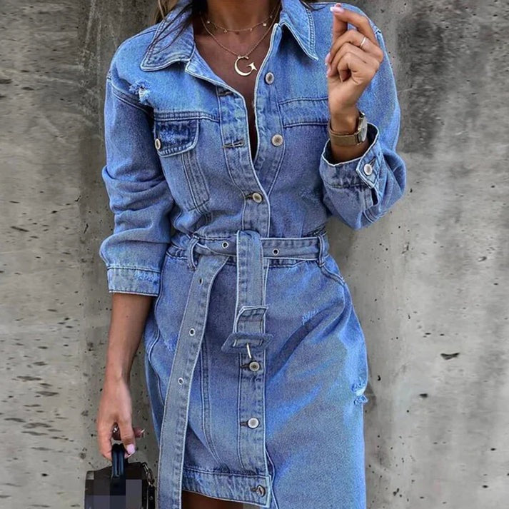 Elegantes Denim-Midikleid