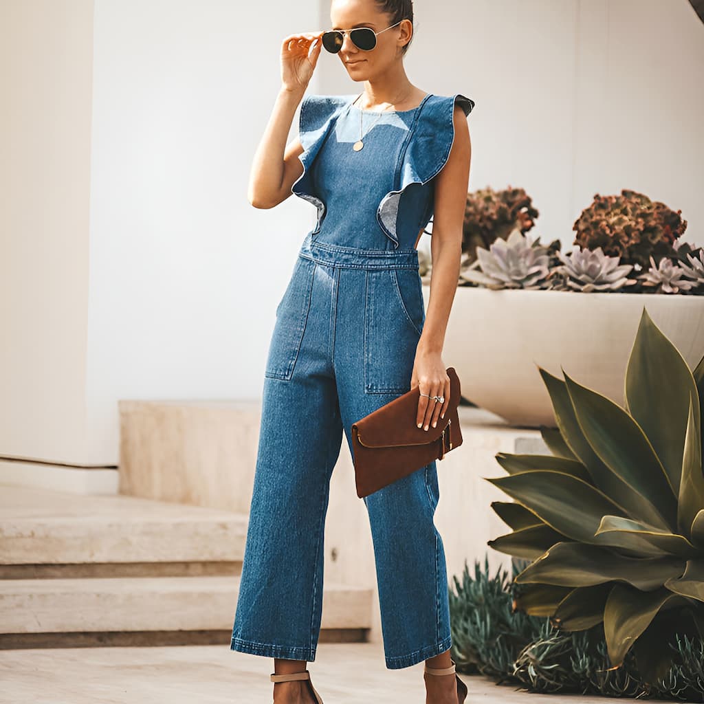 Jeans-Overall Mit Offenem Rückendetail