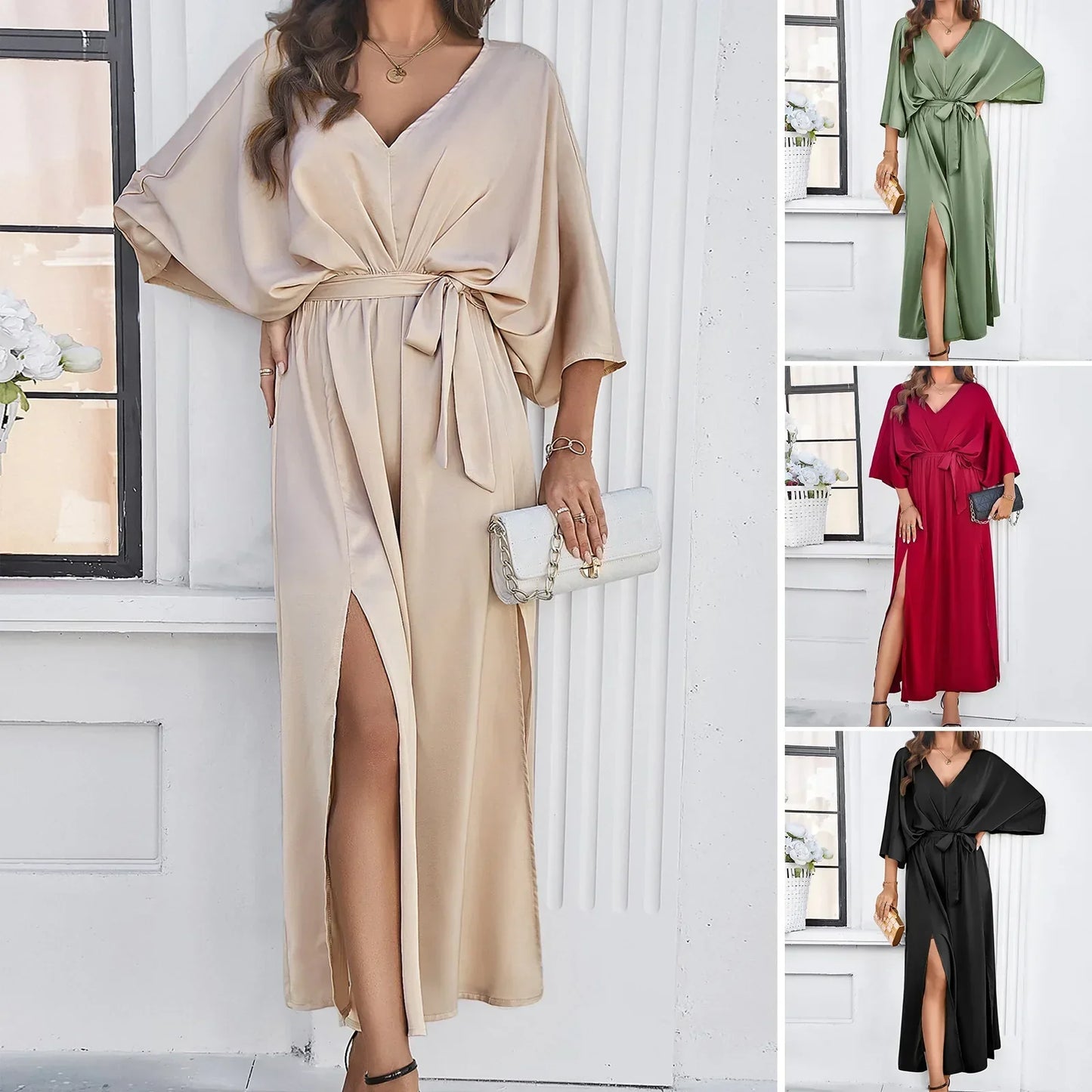 Locker Geschnittenes Kleid Mit V-Ausschnitt