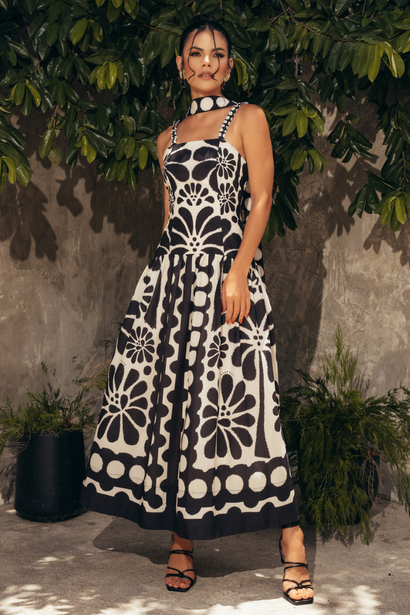 Maxikleid Mit Spaghettiträgern Und Blumenmuster