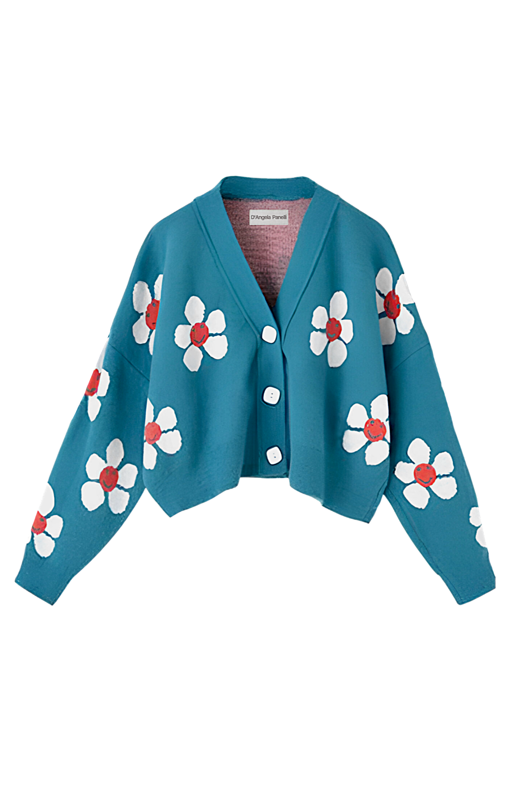 Figurbetonte Strickjacke Mit Blumenmuster