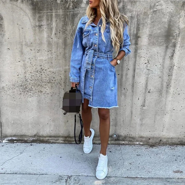 Elegantes Denim-Midikleid
