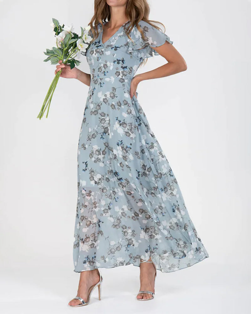 Sommerliches Gemustertes Chiffonkleid