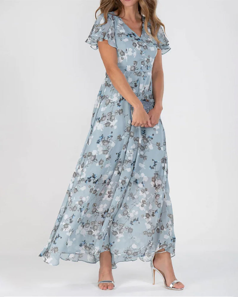 Sommerliches Gemustertes Chiffonkleid