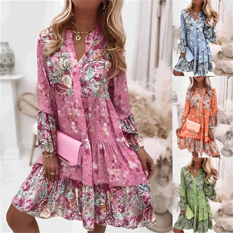 Sommerliches Kleid Mit Leuchtendem Glitzer Und Blumenmuster