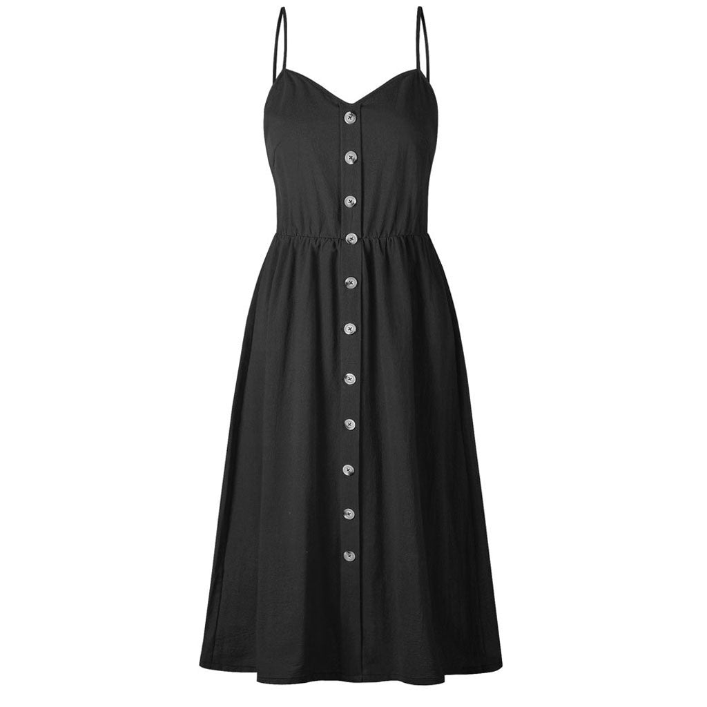 Midikleid Mit Schmalem Kragen Und Knopfdetail