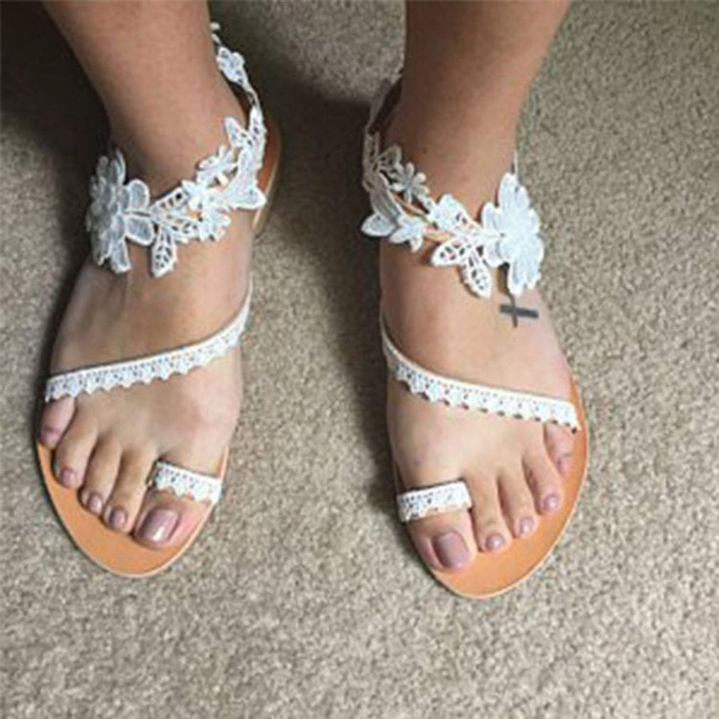 Sandalen Mit Blumenmuster Und Spitze Für Damen İn Übergröße