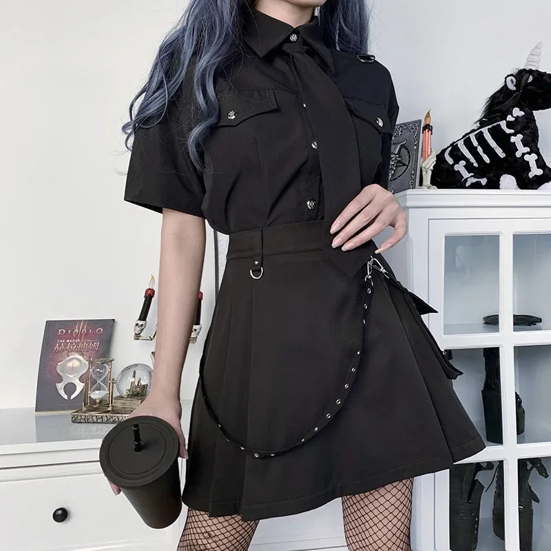 Gothic Minirock Mit Hoher Taille