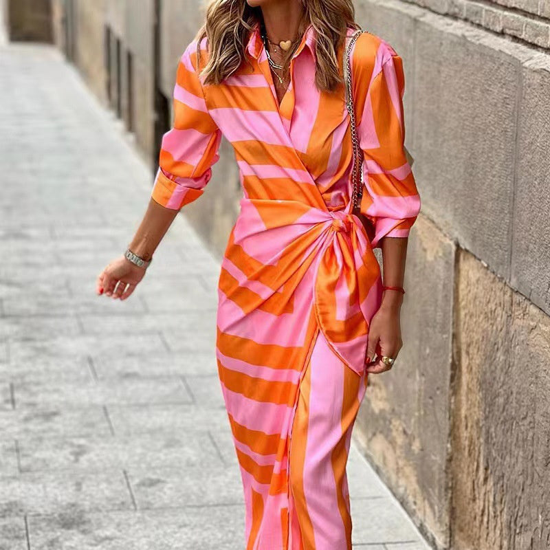 Schickes Midikleid Mit Halben Ärmeln Und Print