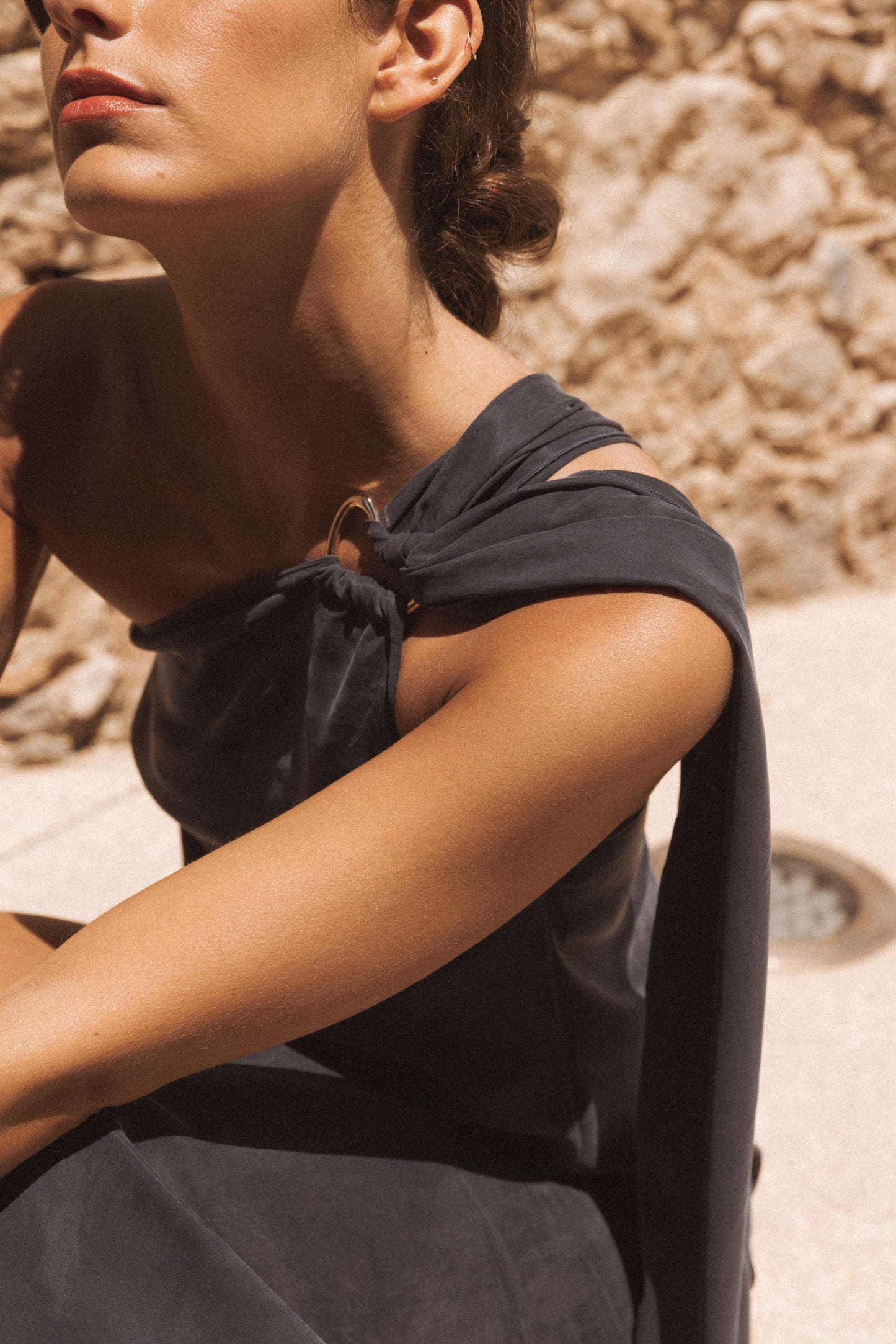 Midikleid Mit One-Shoulder-Schlitz