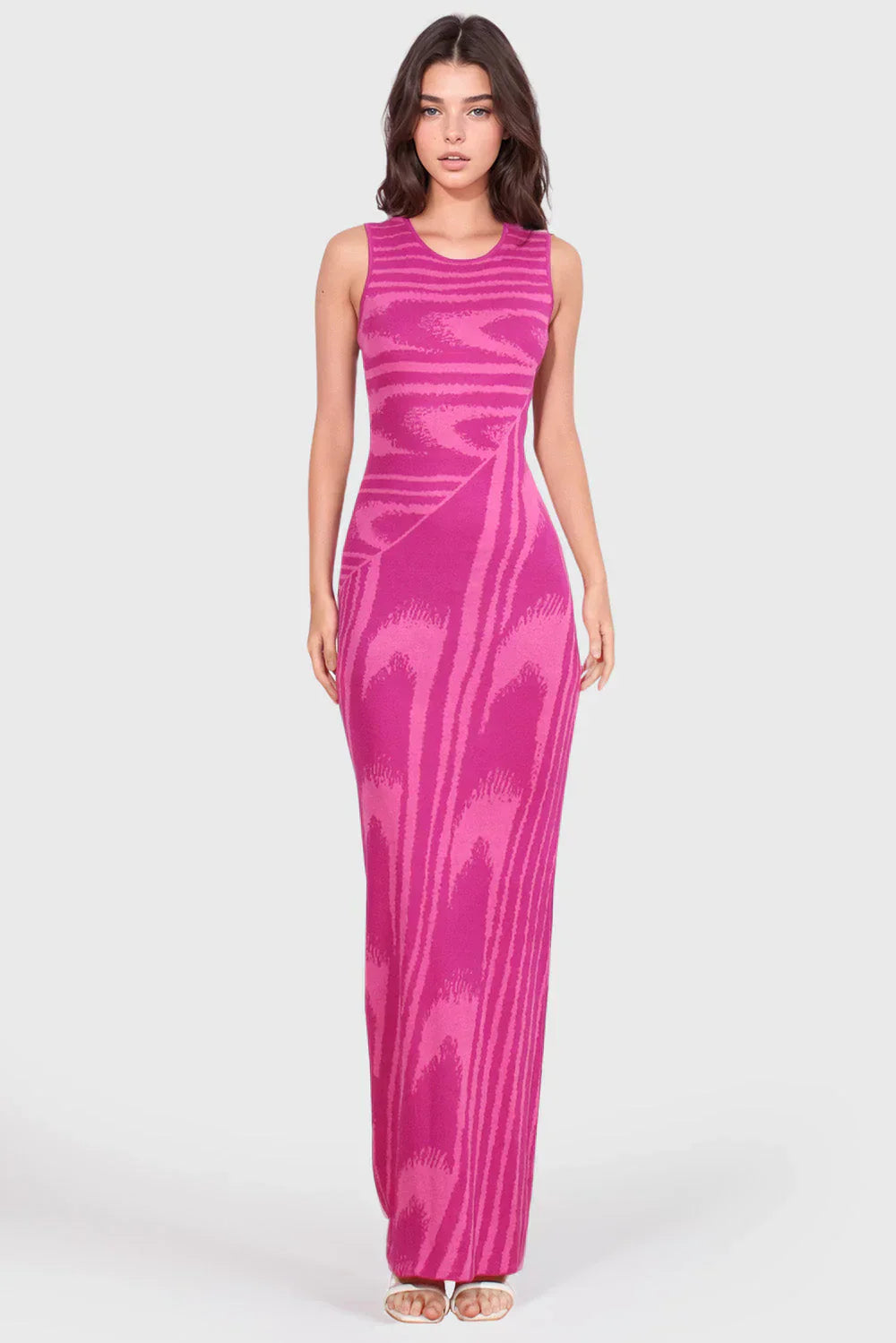Elegantes Maxikleid Mit Rundhalsausschnitt Und Null Ärmeln