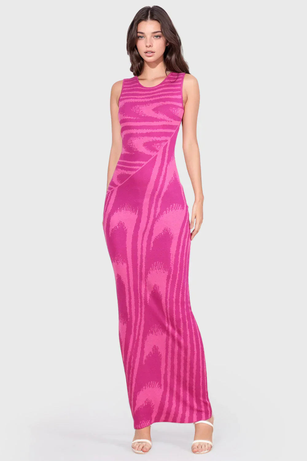 Elegantes Maxikleid Mit Rundhalsausschnitt Und Null Ärmeln