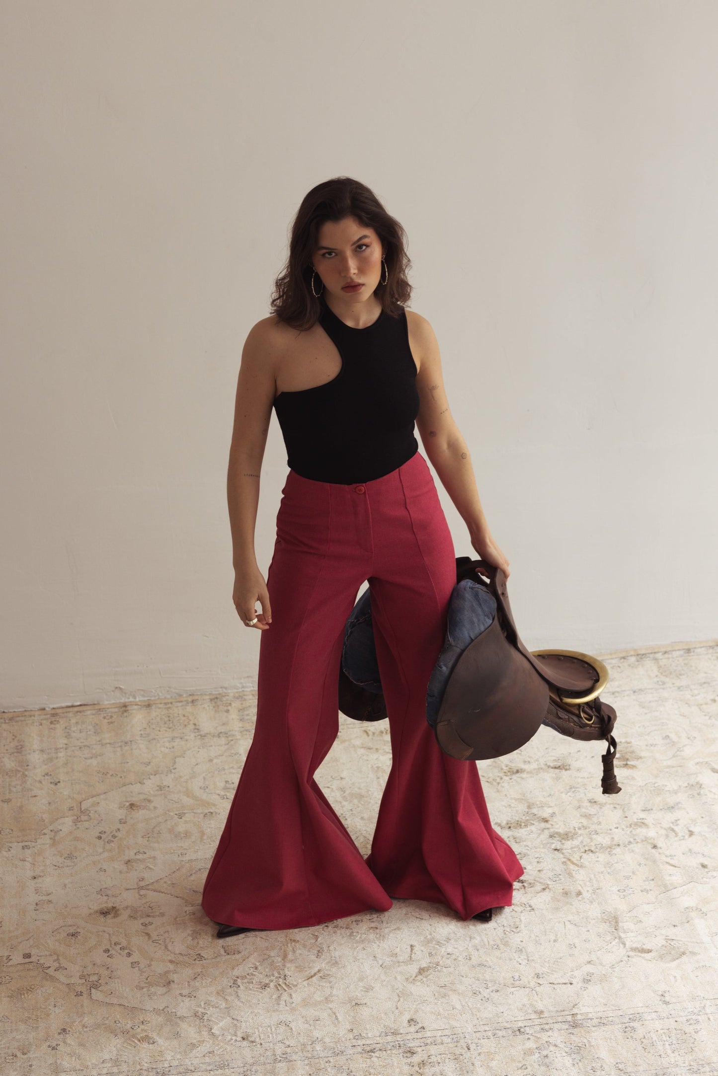 Hose Mit Hoher Taille Und Weitem Bein