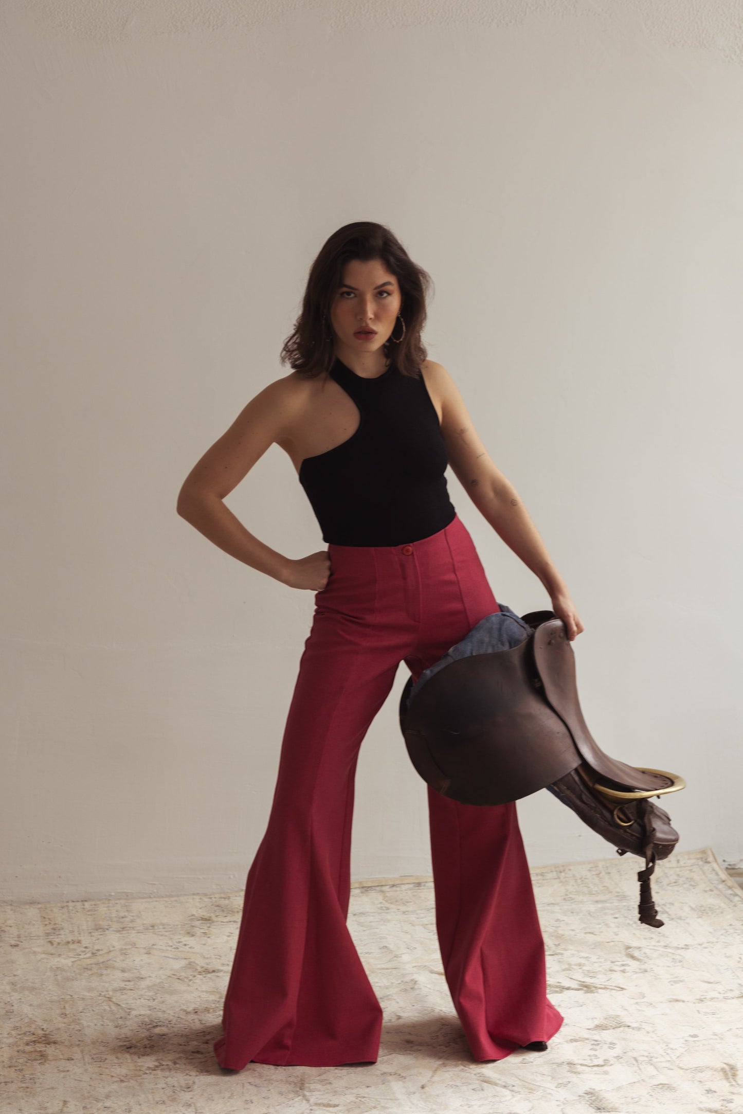 Hose Mit Hoher Taille Und Weitem Bein