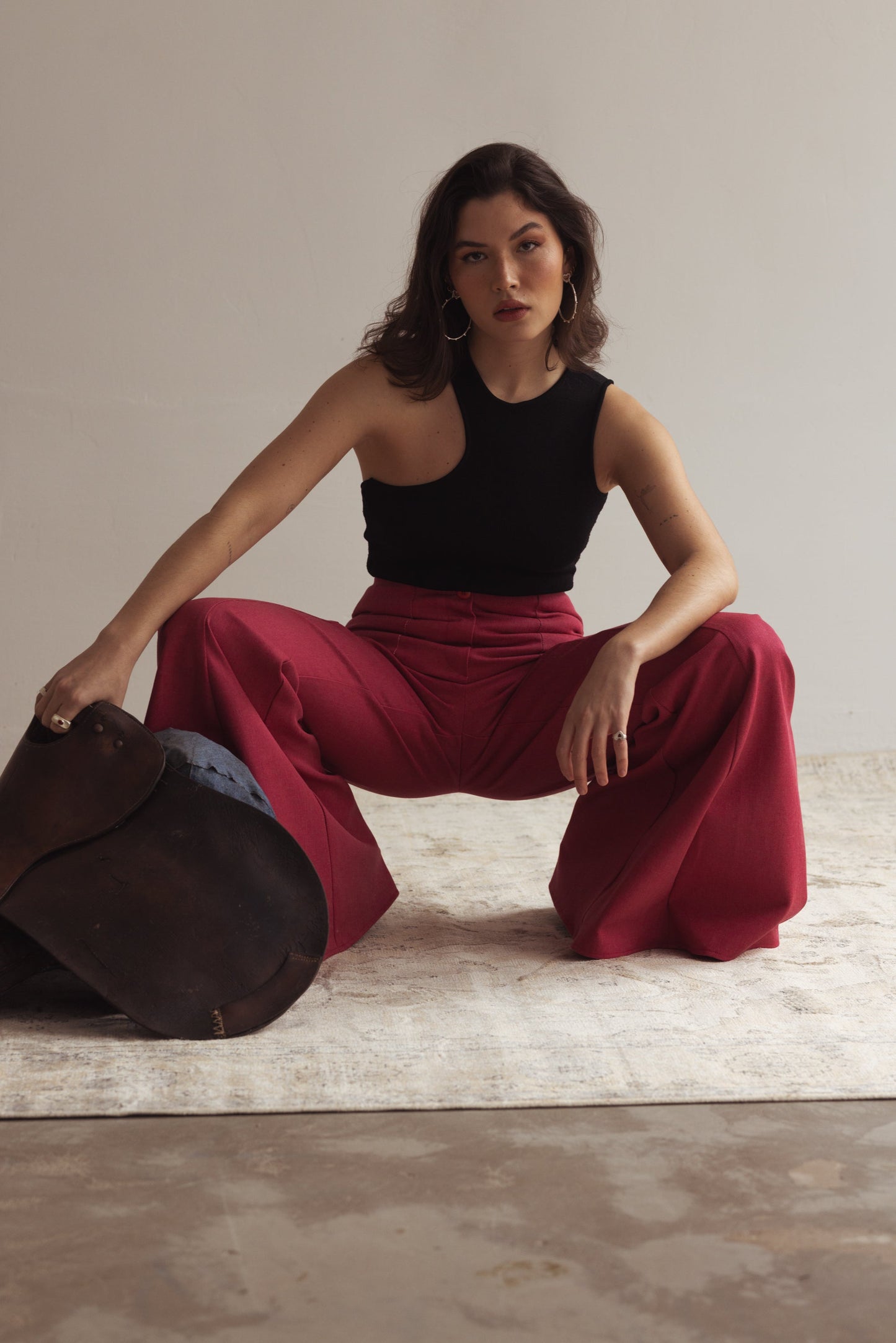 Hose Mit Hoher Taille Und Weitem Bein