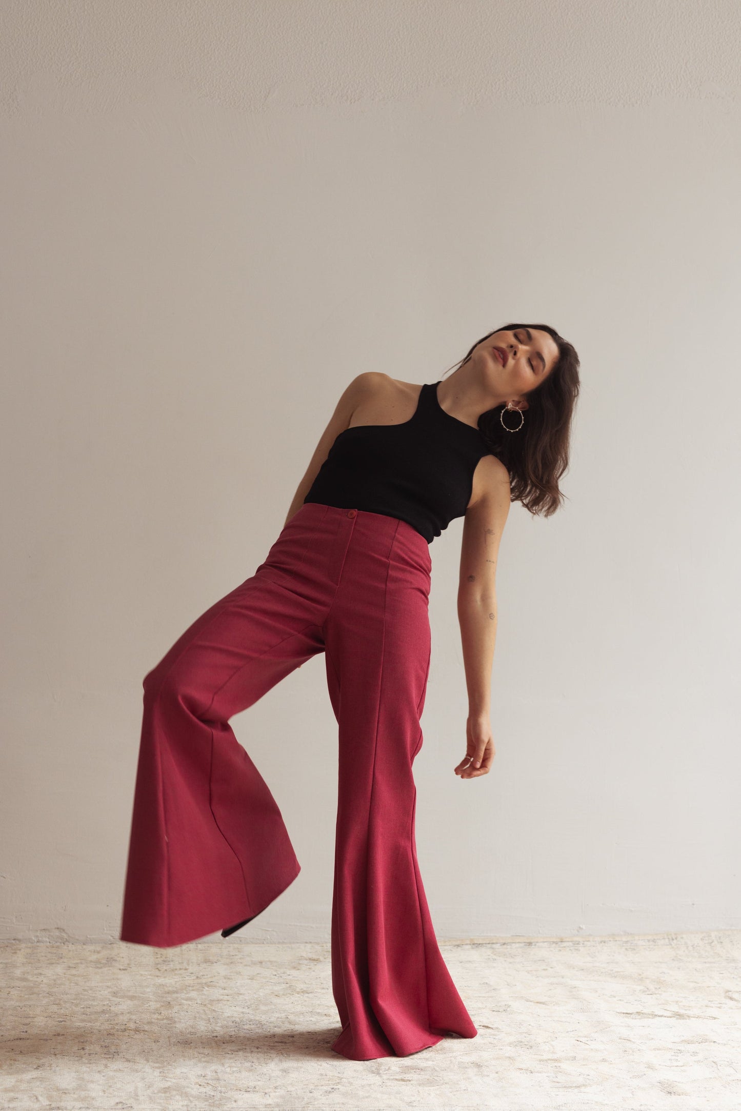 Hose Mit Hoher Taille Und Weitem Bein