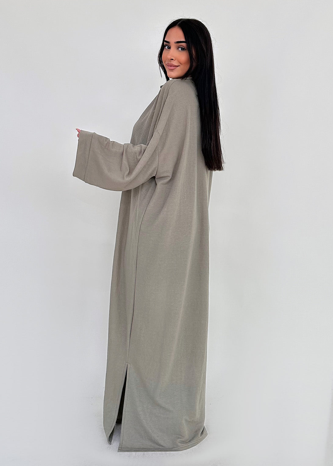 Langärmliges Maxikleid Mit V-Ausschnitt