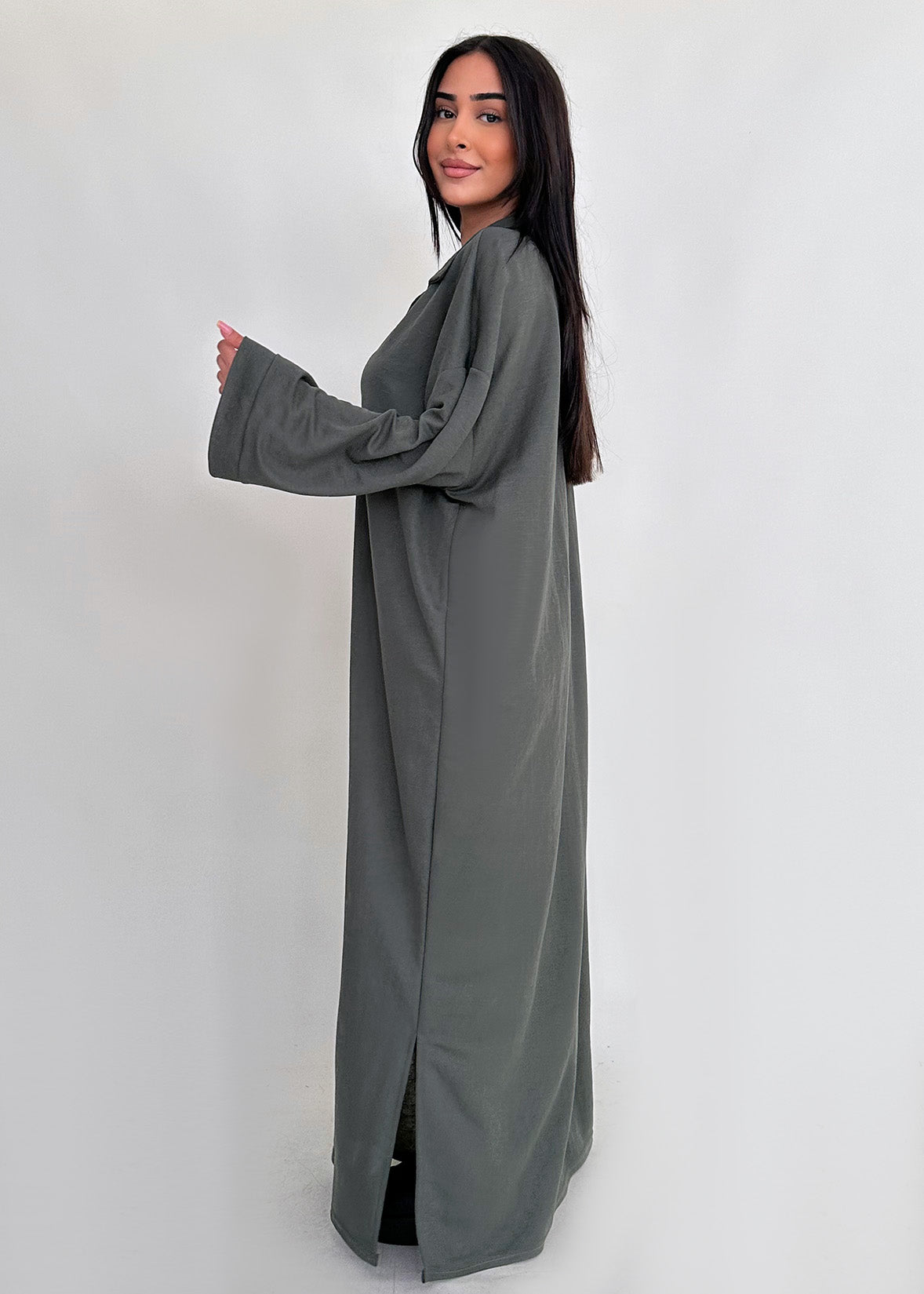 Langärmliges Maxikleid Mit V-Ausschnitt