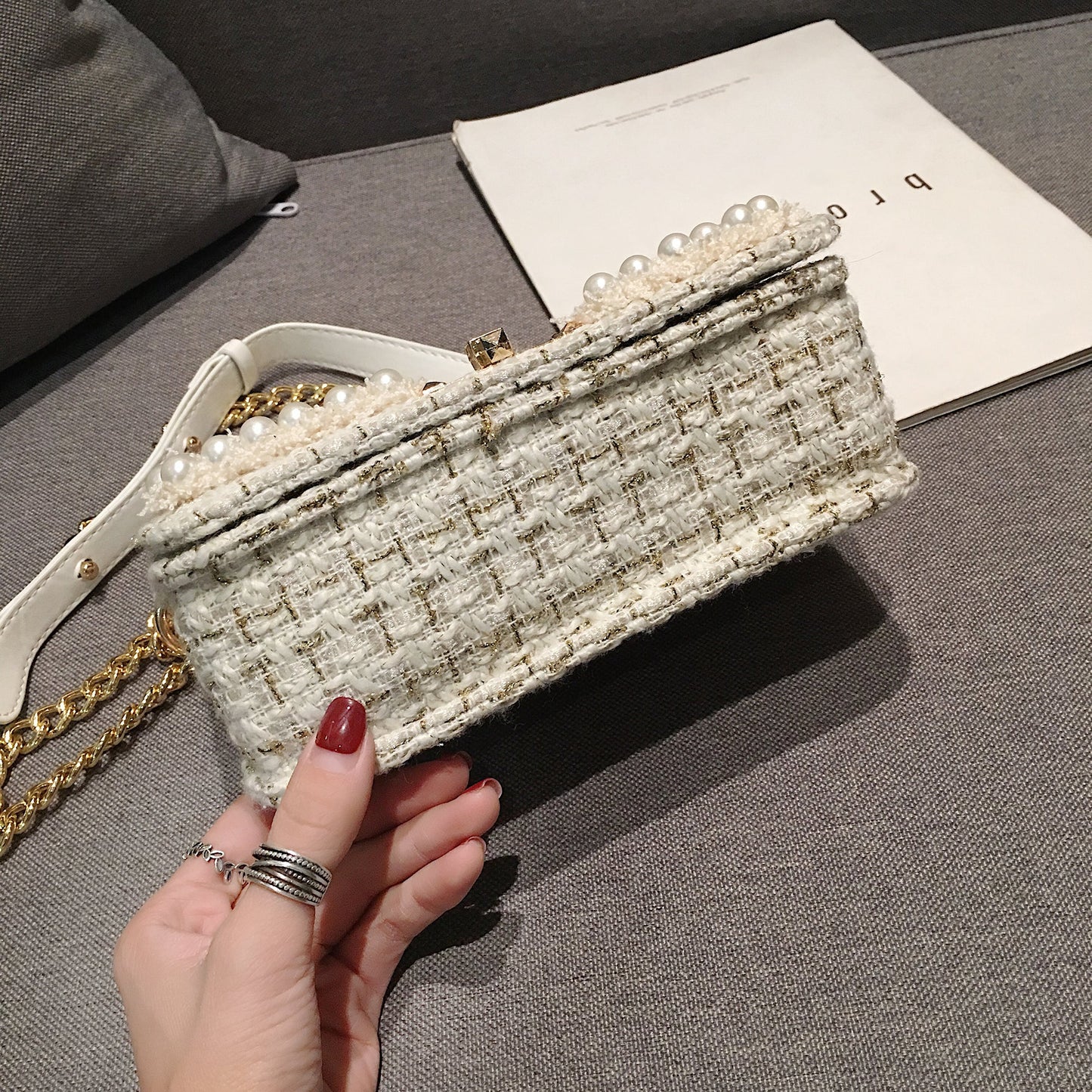 Elegante Tasche Mit Wolldetail