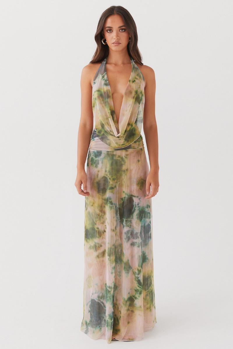 Neckholder-Maxikleid Mit Tiefem Ausschnitt