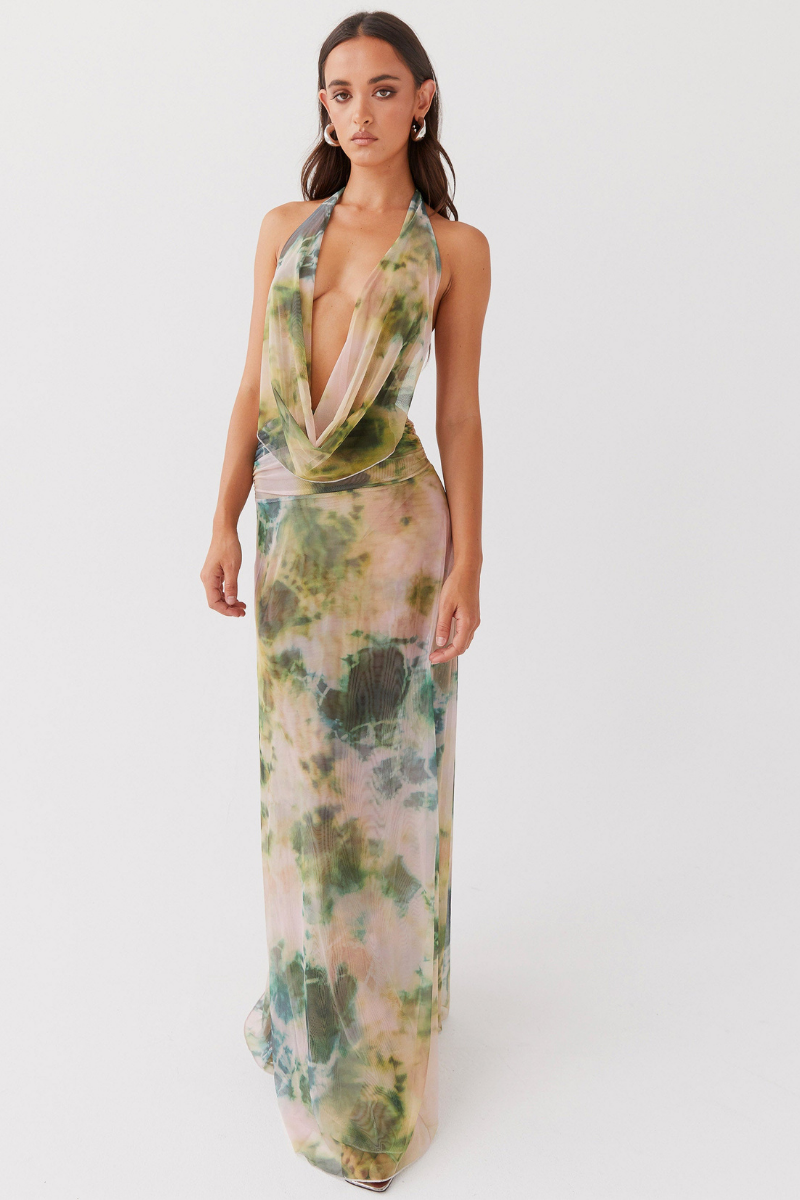 Neckholder-Maxikleid Mit Tiefem Ausschnitt