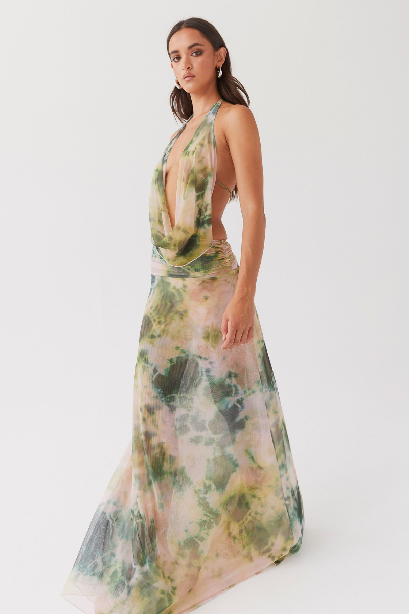 Neckholder-Maxikleid Mit Tiefem Ausschnitt