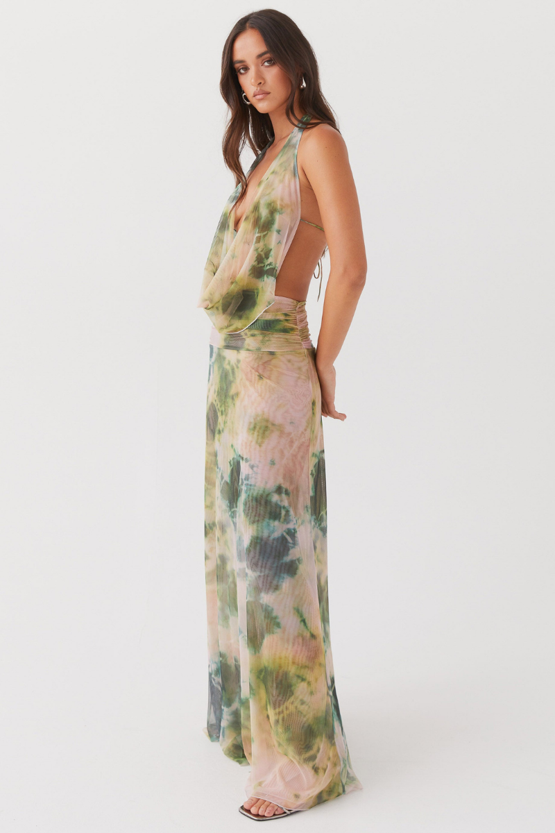 Neckholder-Maxikleid Mit Tiefem Ausschnitt