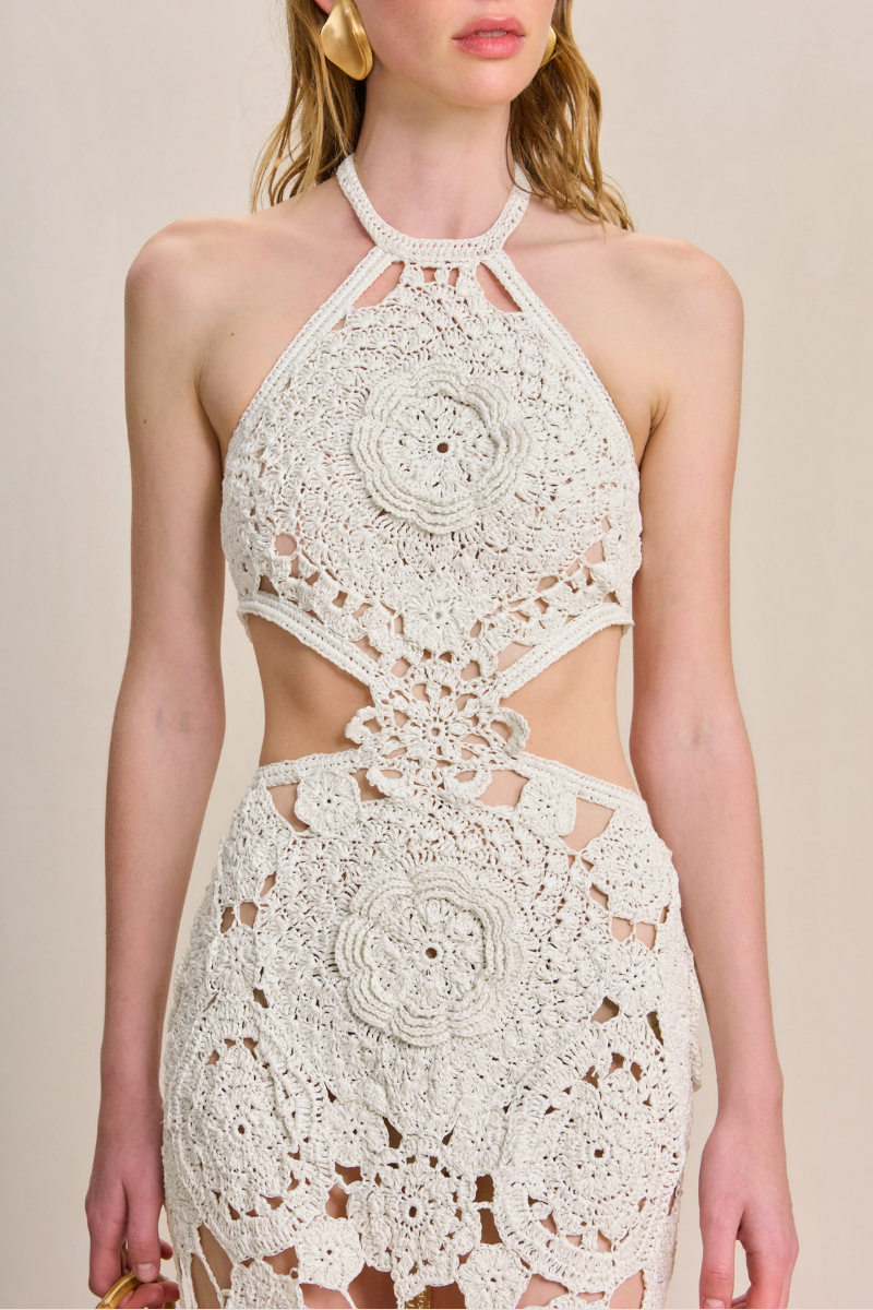 Neckholder-Maxikleid Aus Baumwolle Mit Cut-Out-Detail