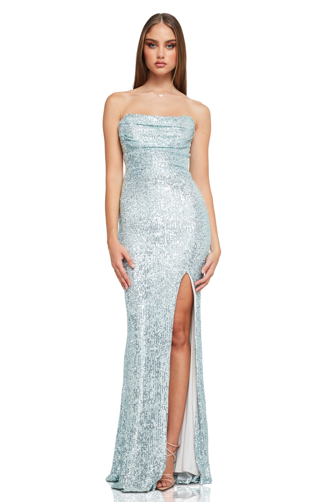 Funkelndes Trägerloses Paillettenkleid
